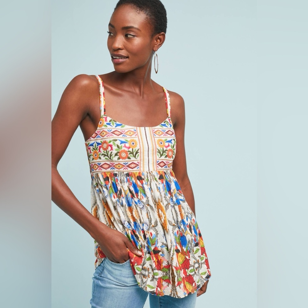 Anthro One September Fowler Embroidered Tank Top XS
